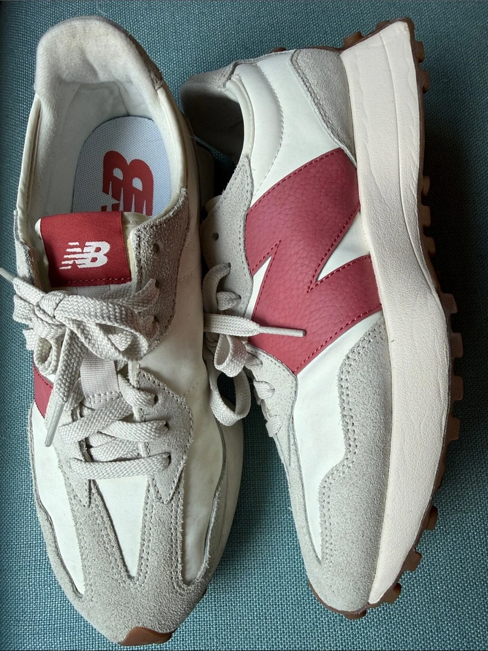 New Balance Cream & Burgundy 327 Lifestyle Sneakers